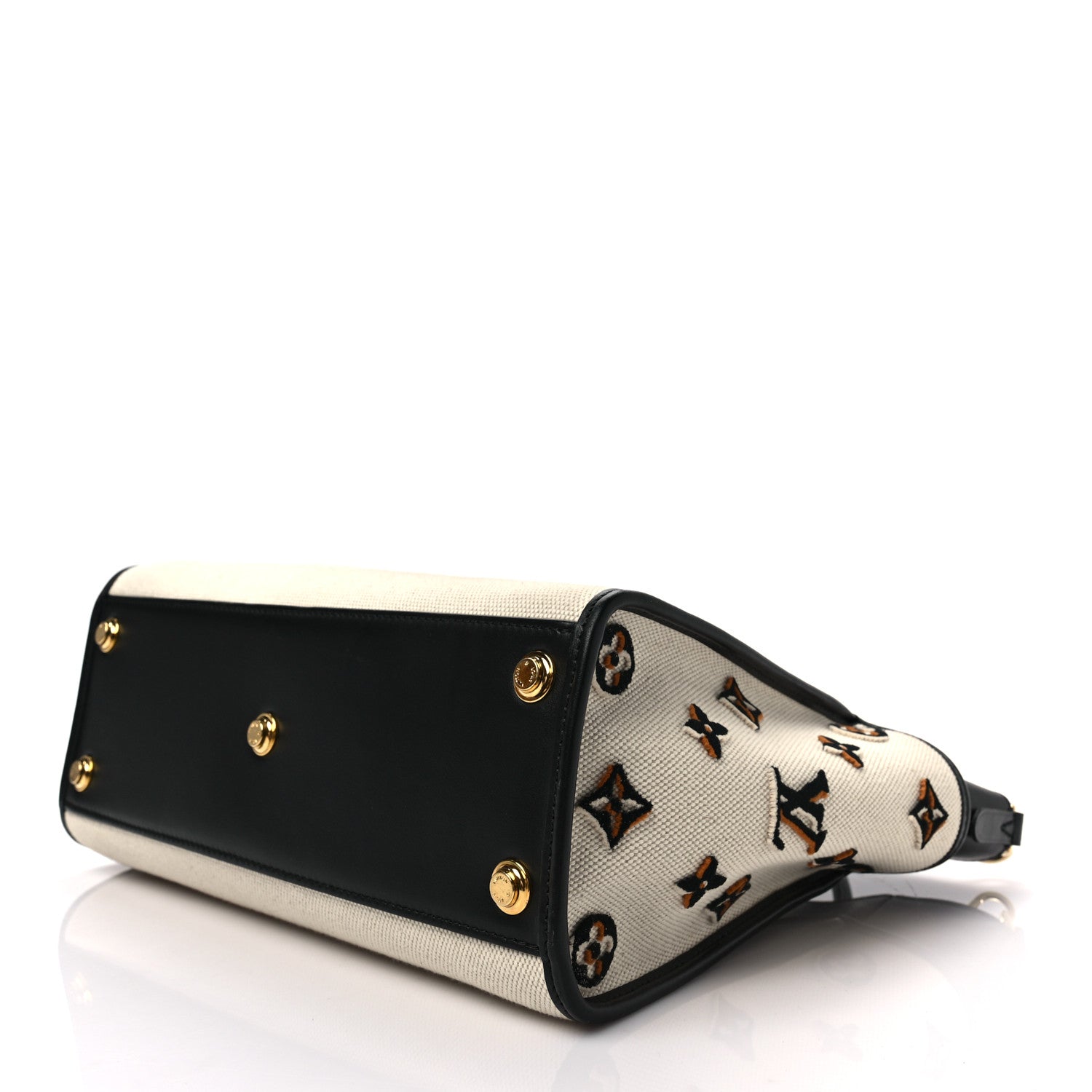 Louis Vuitton Canvas Calfskin Monogram On My Side MM Black 6 of 6