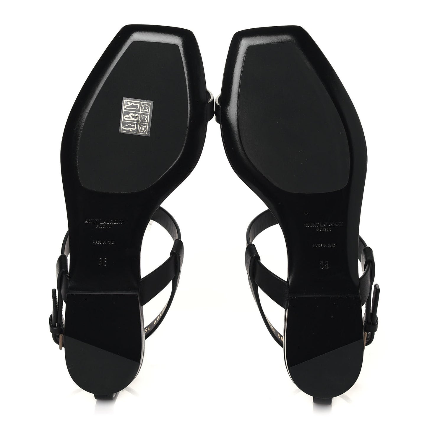 Patent Calfskin Cassandra Monogram Sandals 38 Black