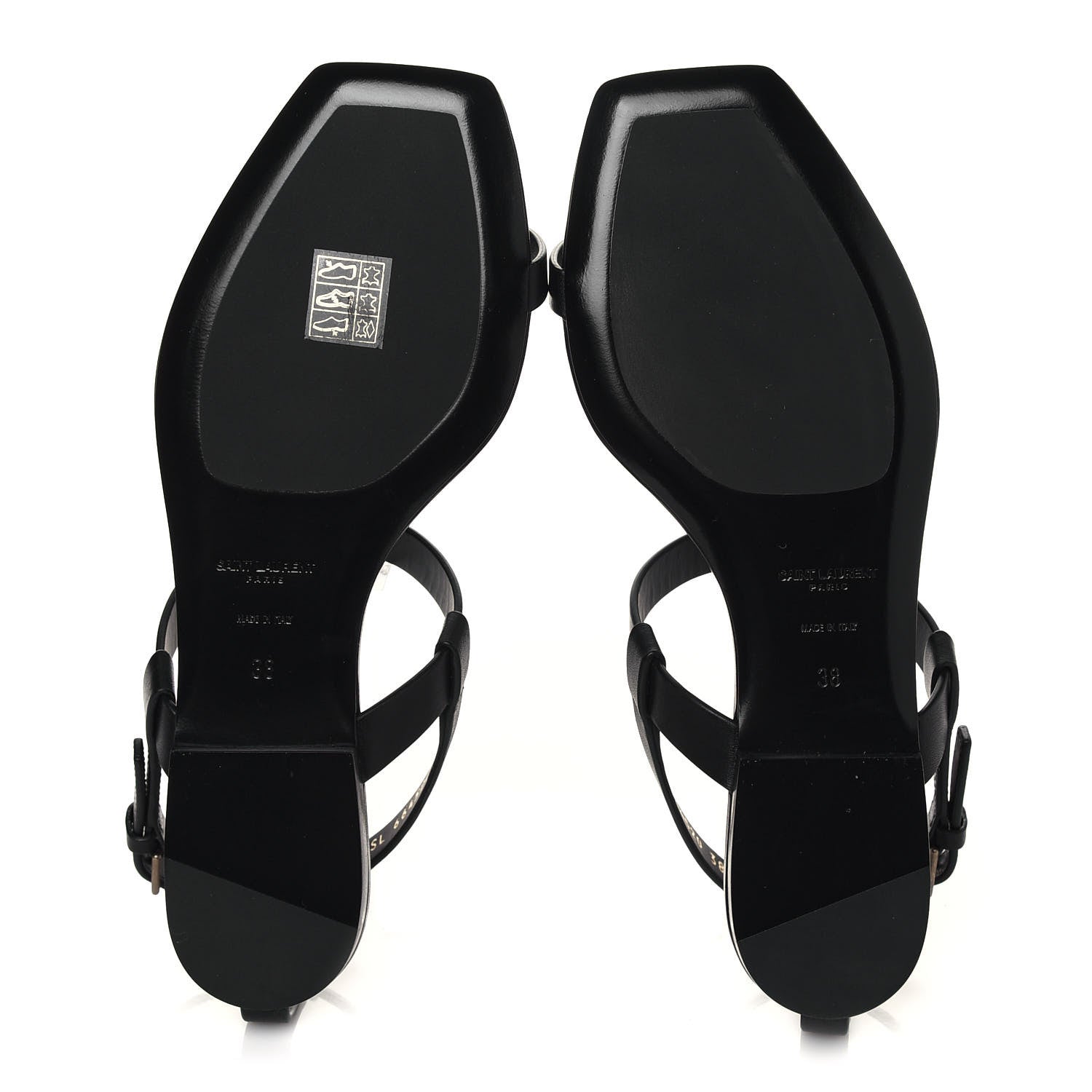 Saint Laurent Patent Calfskin Cassandra Monogram Sandals 38 Black 5 of 9