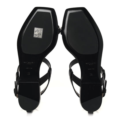 Saint Laurent Patent Calfskin Cassandra Monogram Sandals 38 Black 5 of 9