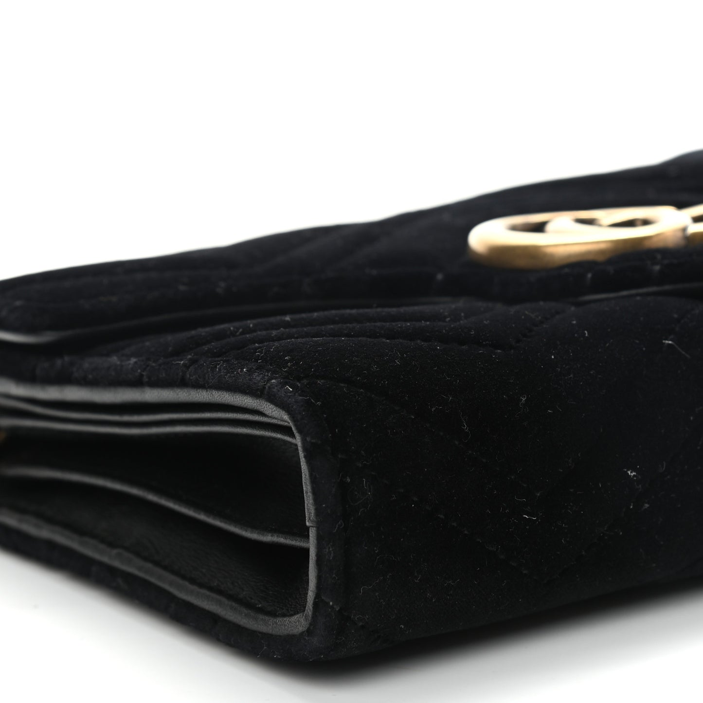 Velvet Matelasse GG Marmont Chain Wallet Black