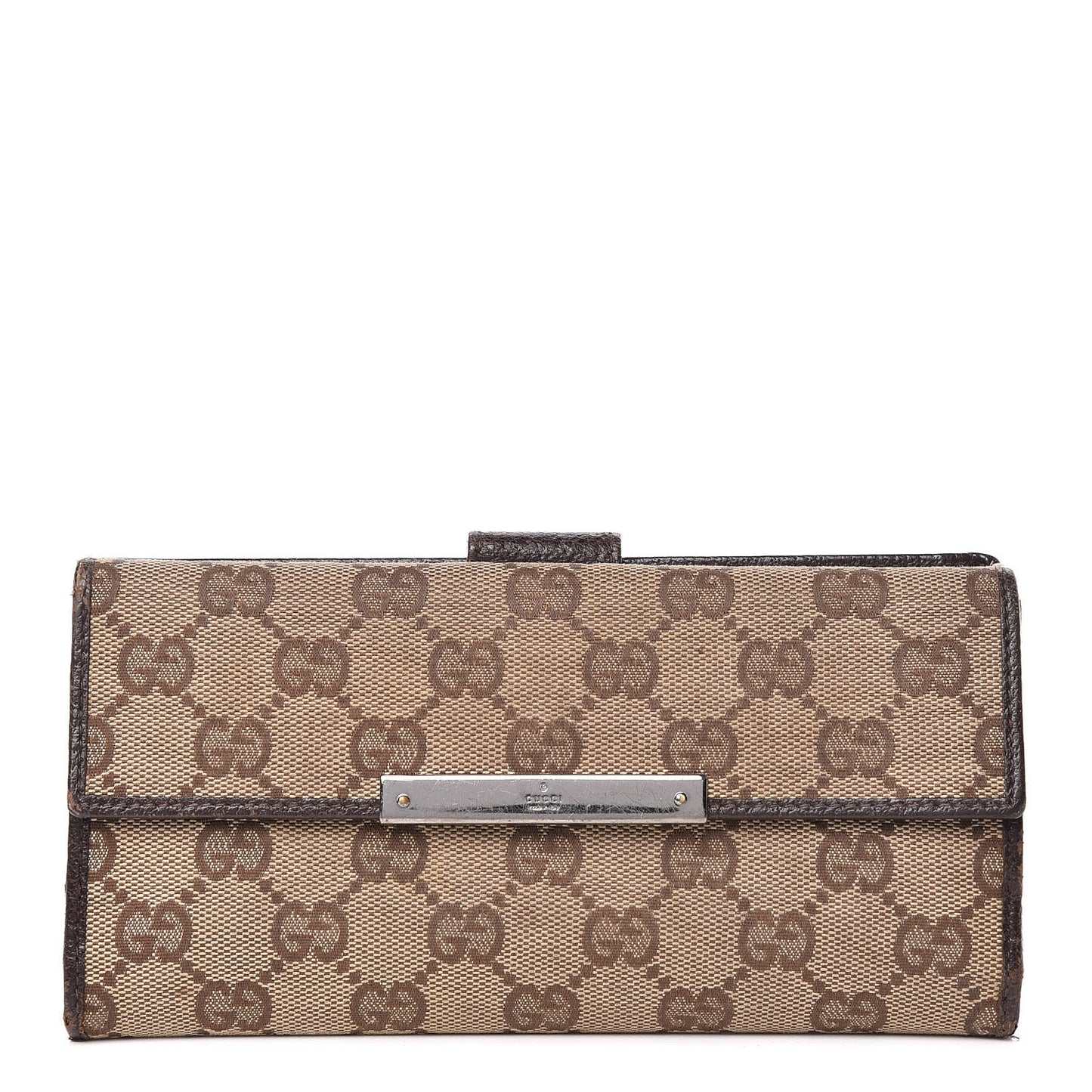 Monogram Metal Bar Continental Flap Wallet Beige Ebony Dark Brown