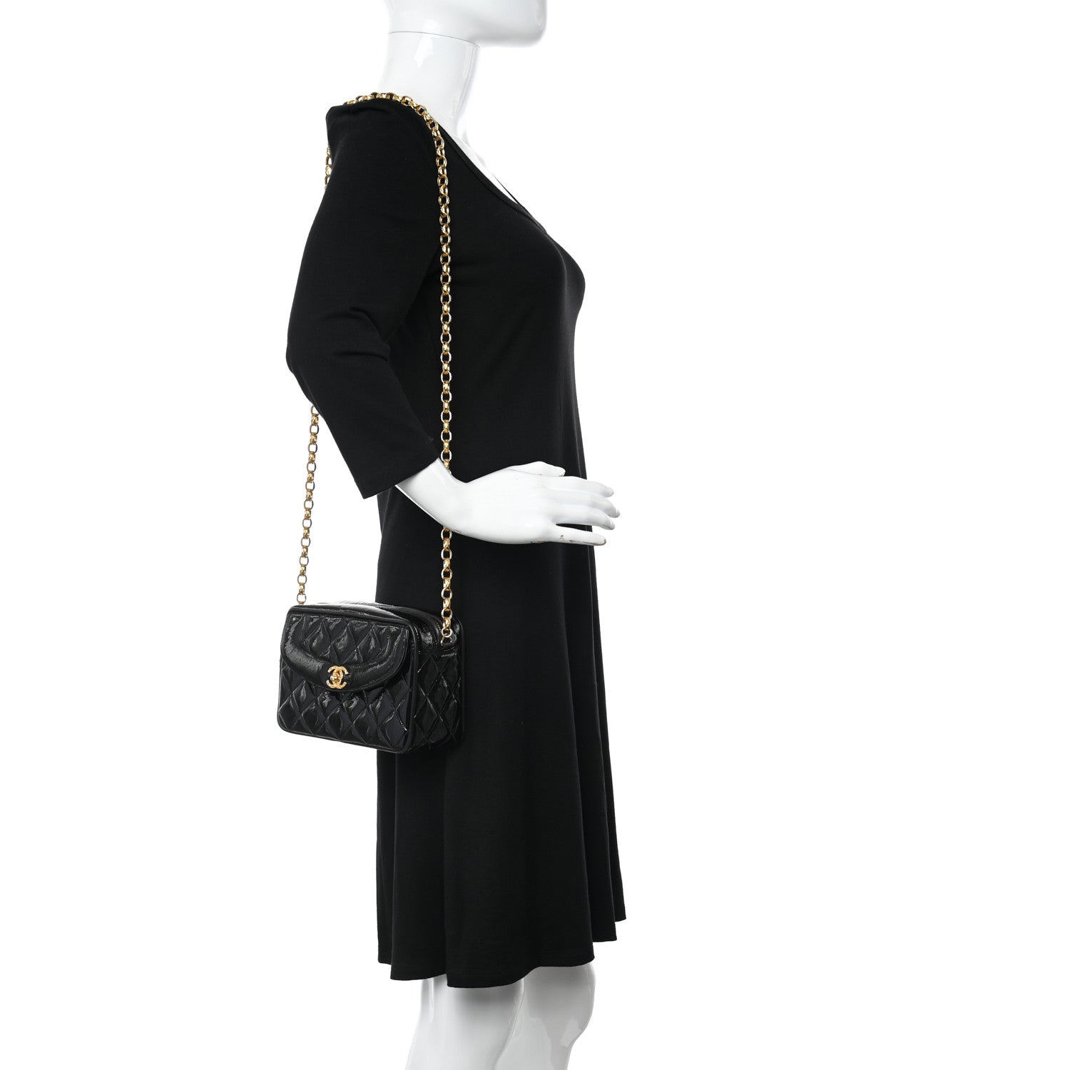 Chanel Patent Quilted Camera Case Black 2 of 18