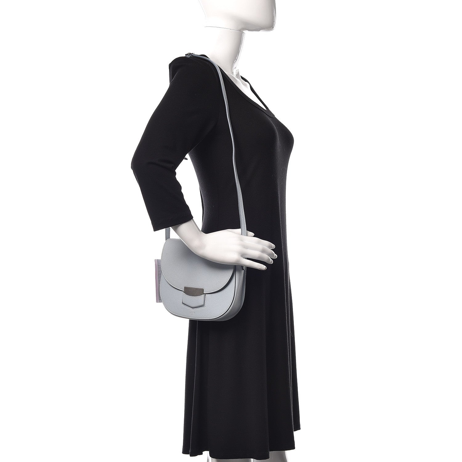 Celine Grained Calfskin Small Trotteur Pale Blue 2 of 9