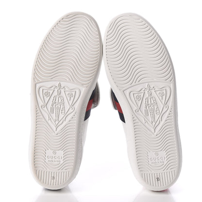 Gucci Calfskin Ayers Web Blind for Love Embroidered Womens Ace Sneakers 35 White 5 of 9