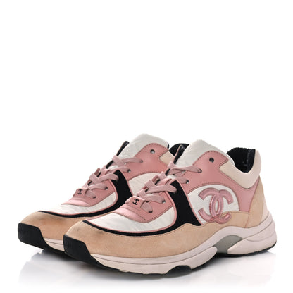 Chanel Nylon Lambskin Suede Calfskin CC Sneakers 39 Pink 3 of 11