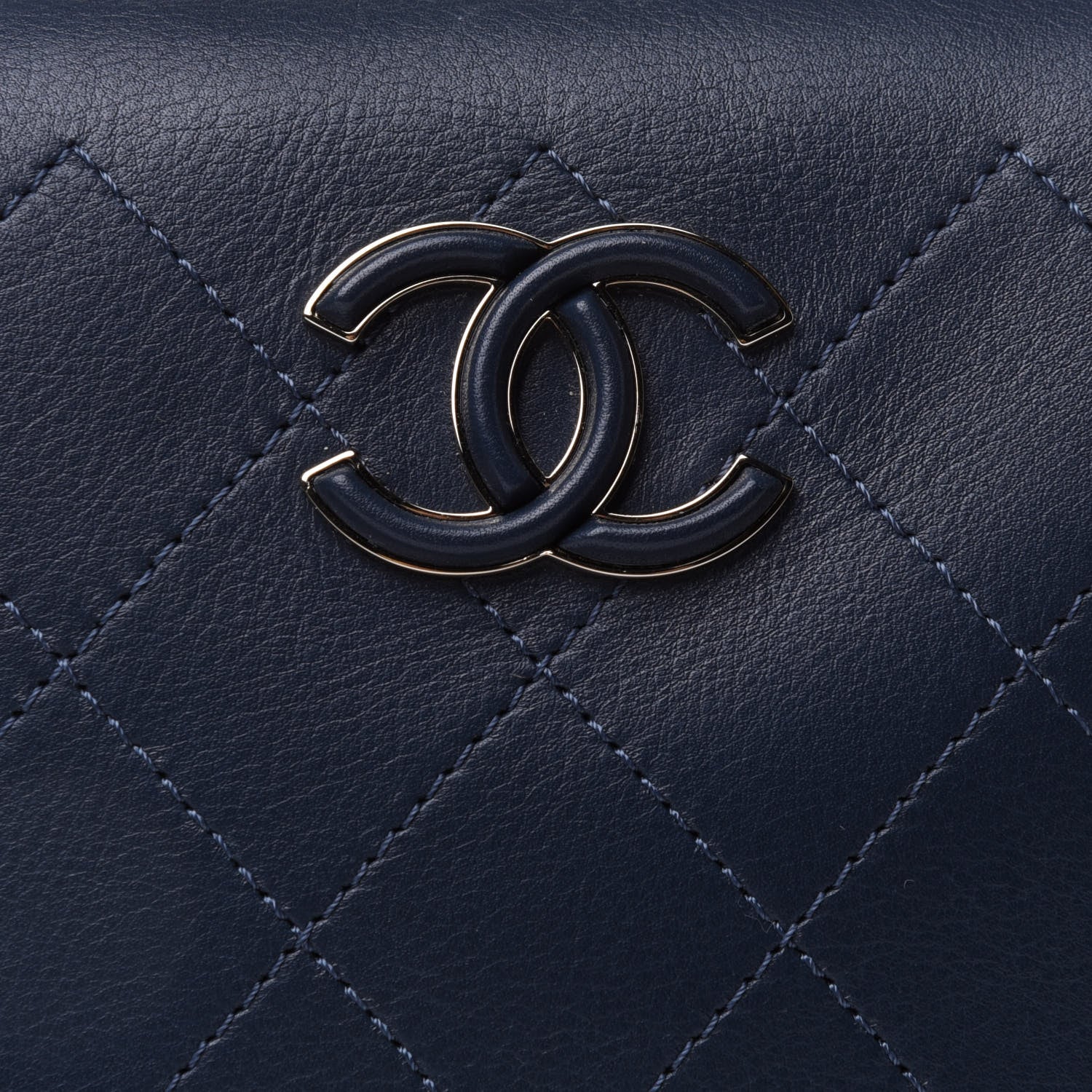 Chanel Calfskin Stitched CC Camera Case Bag Blue 9 of 17