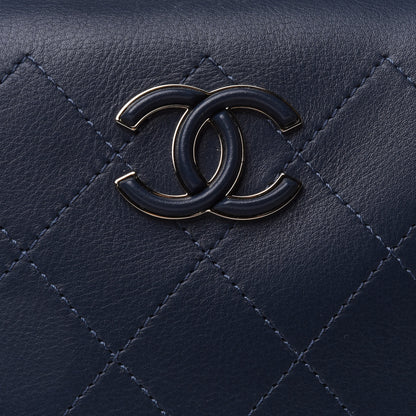 Chanel Calfskin Stitched CC Camera Case Bag Blue 9 of 17