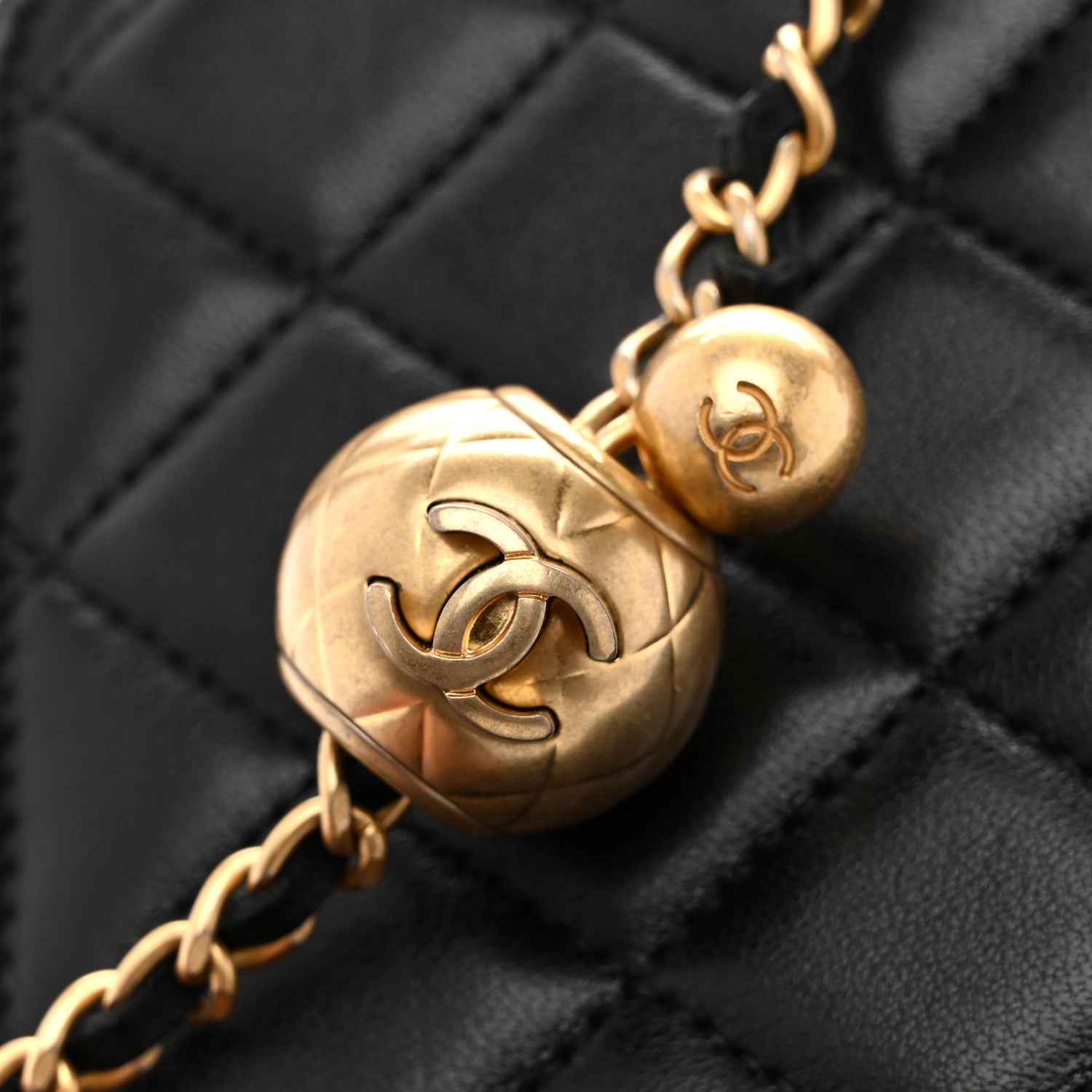 Chanel Lambskin Quilted Pearl Crush Clutch With Chain Black 11 of 11