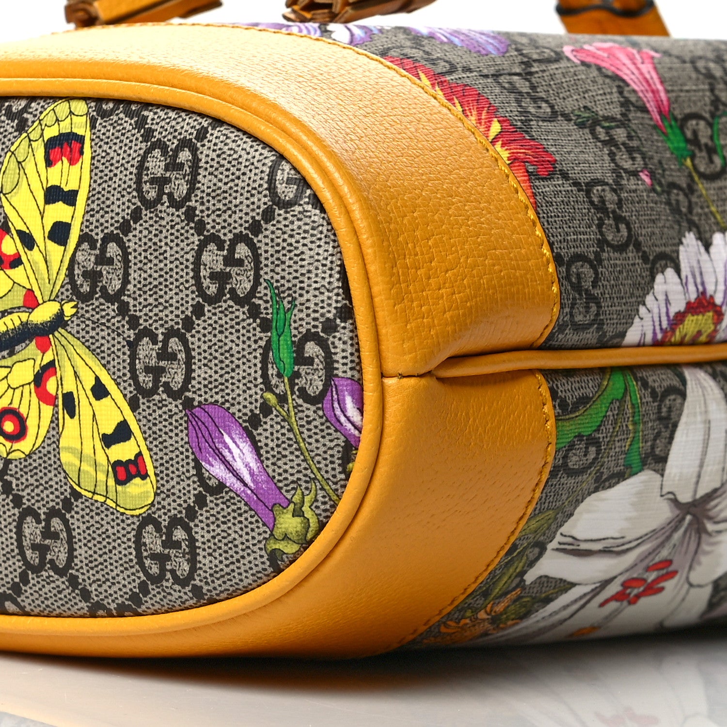 Gucci GG Supreme Monogram Flora Small Ophidia Bucket Bag Beige Multicolor Crop 11 of 11