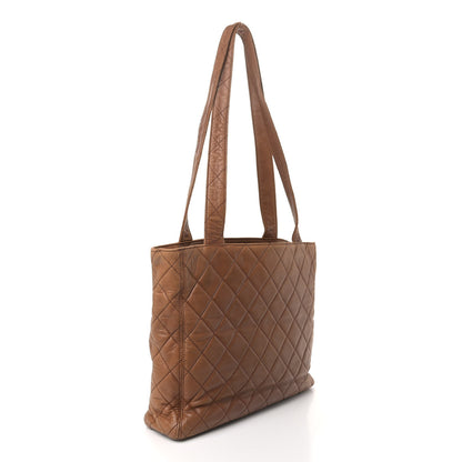 Chanel Lambskin Quilted Tote Brown 3 of 9