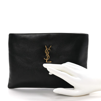 Saint Laurent Lambskin Small Calypso Pouch Black 2 of 10