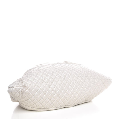 Chanel Metallic Jersey Quilted Melrose Cabas Light Beige 4 of 8