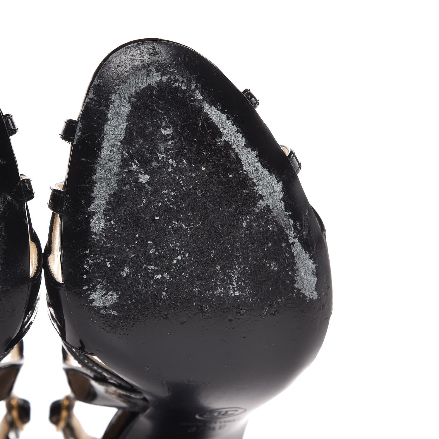 Chanel Patent CC Cage Sandals 37.5 Black 10 of 11