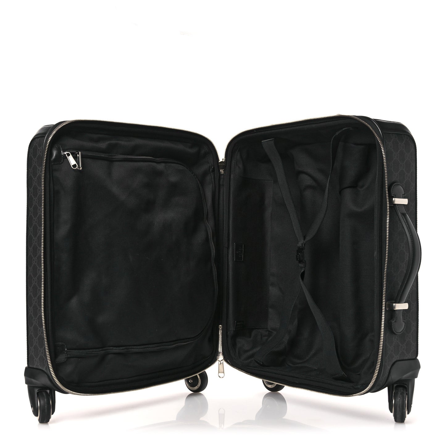 GG Supreme Monogram Four Wheel Suitcase Black Grey