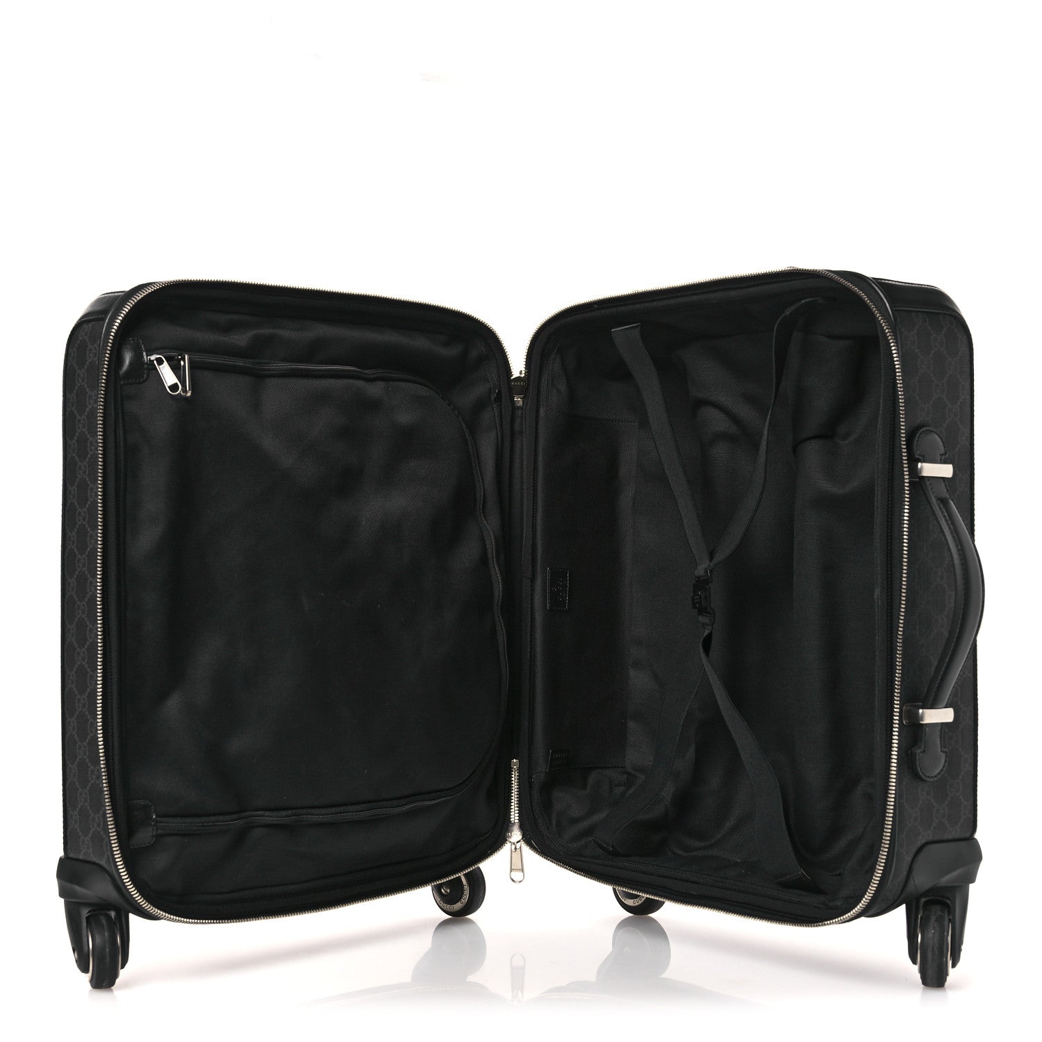 Gucci GG Supreme Monogram Four Wheel Suitcase Black Grey 4 of 12
