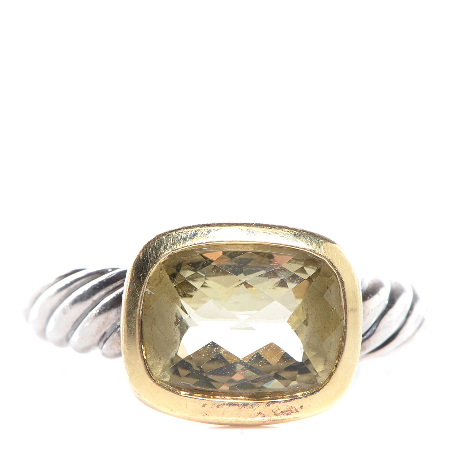 David Yurman Sterling Silver 18k Yellow Gold Champagne Citrine 10mm Noblesse Ring 54 7 1 of 6