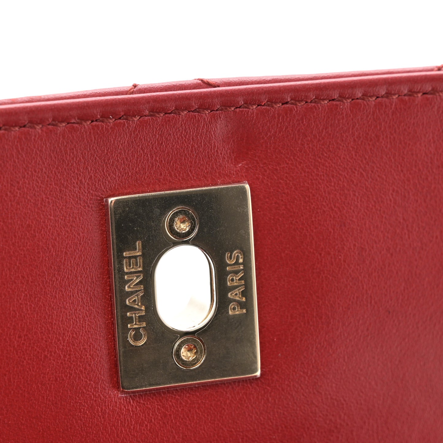 Calfskin Quilted Small Double Pocket Top Handle Flap Red