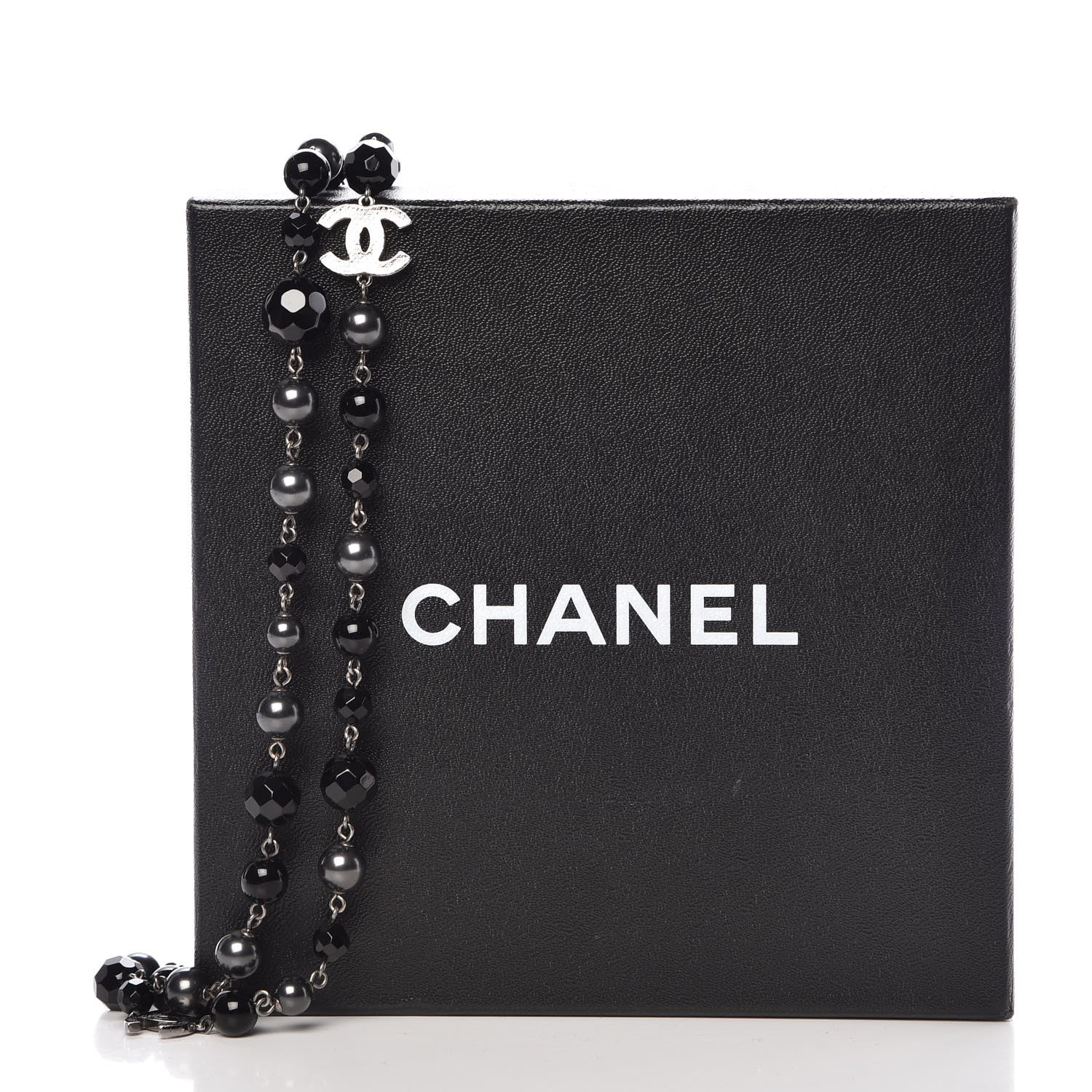 Chanel Ruthenium Beaded CC Long Necklace Black 6 of 6