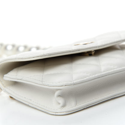 Chanel Calfskin Quilted Maxi Pearls Clutch With Chain White 6 of 12