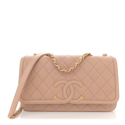 Chanel Caviar Quilted Medium CC Filigree Flap Beige 1 of 11