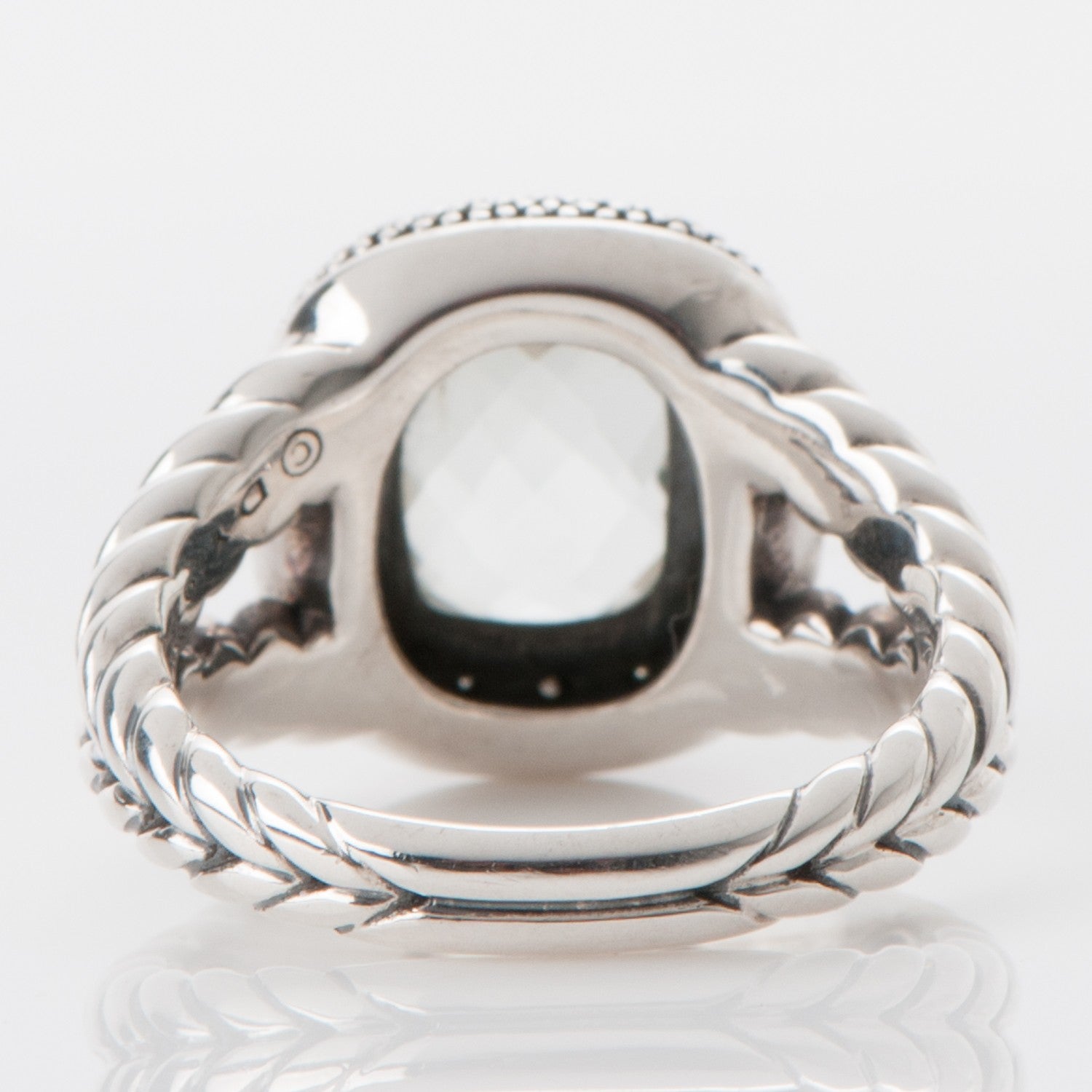 David Yurman Sterling Silver Diamond Prasiolite 10mm Midnight Melange Ring 54.5 7 4 of 12