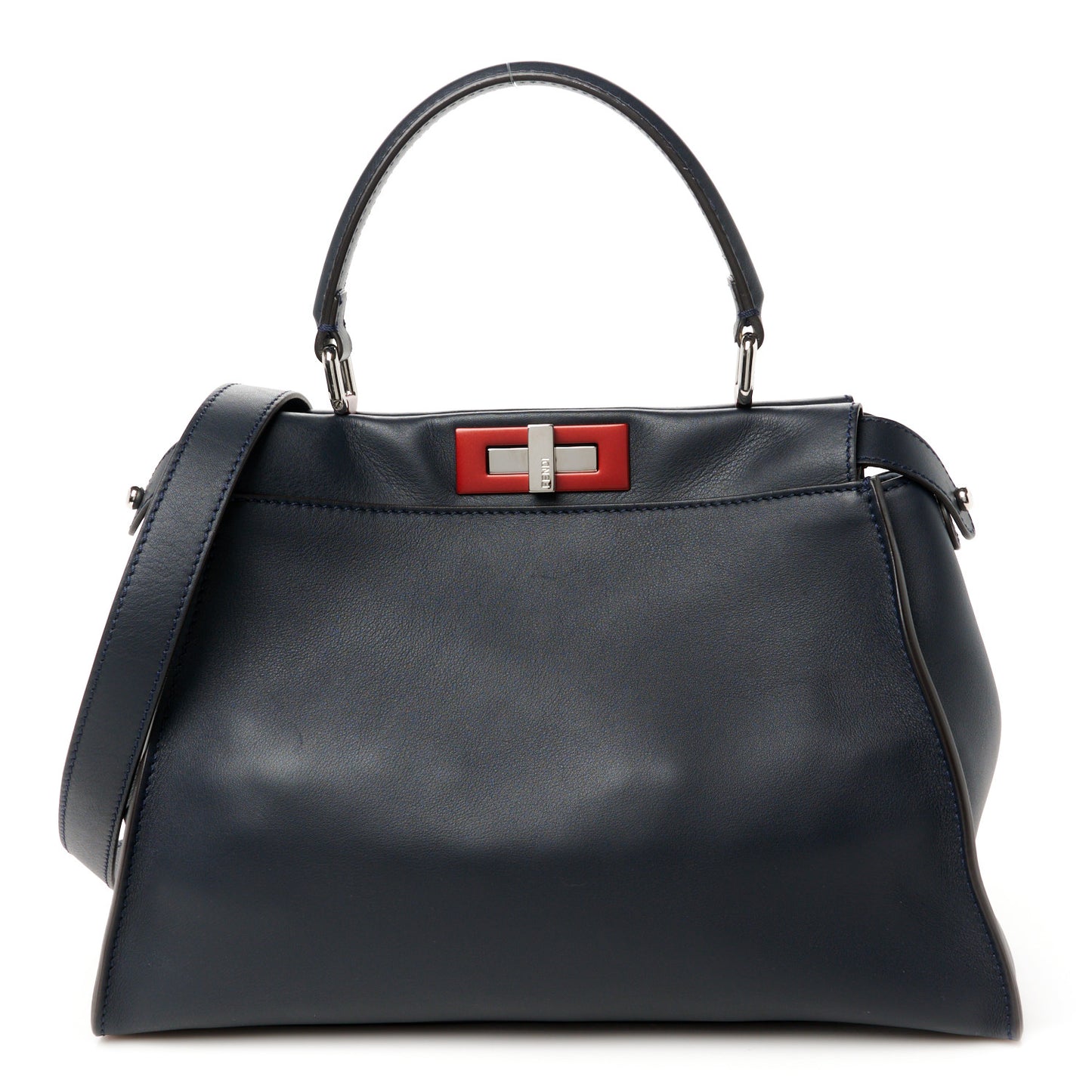 Vitello Seta Shiny Nappa Medium Peekaboo Iconic Satchel Blue Notte Ardesia