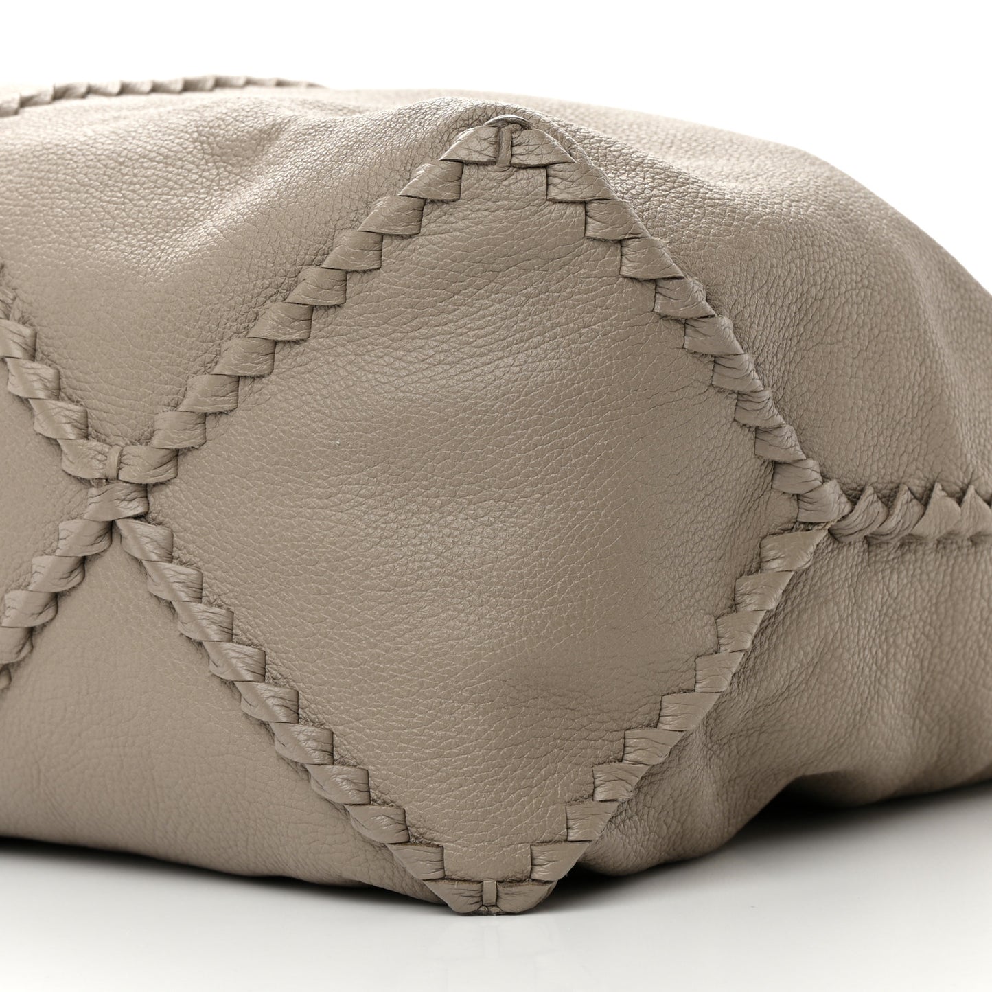 Washed Cervo Deerskin Large Hobo Light Grey