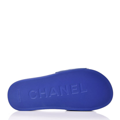 Chanel Lambskin Quilted CC Mules Sandals 36 Blue 7 of 9