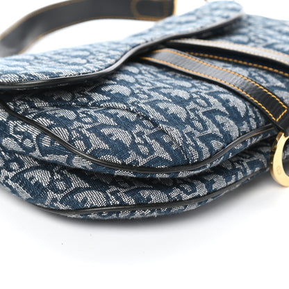 Christian Dior Monogram Double Saddle Bag Navy Blue 7 of 8