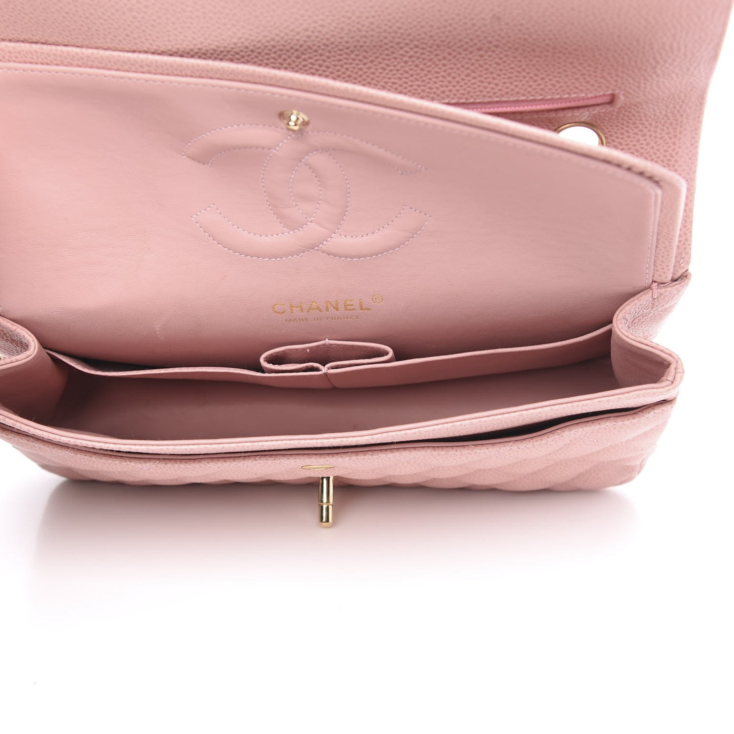 Caviar Quilted Small Double Flap Pink