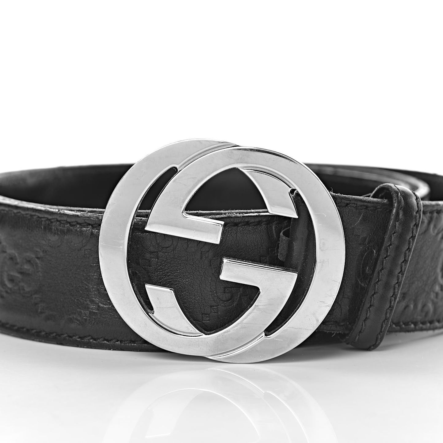 Guccissima Interlocking G Belt 100 40 Black