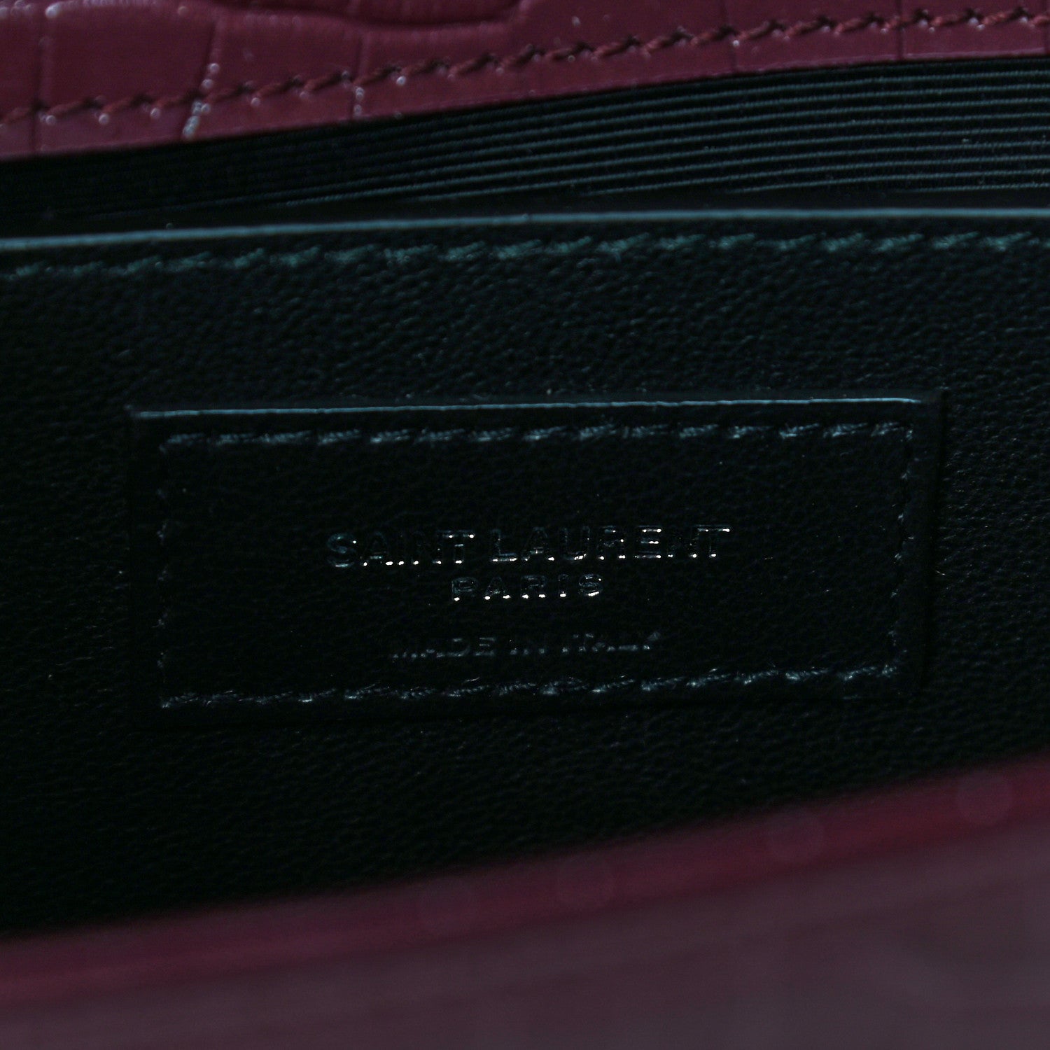 Saint Laurent Calfskin Crocodile Embossed Small Classic Monogram Kate Tassel Satchel Palissandre 7 of 10