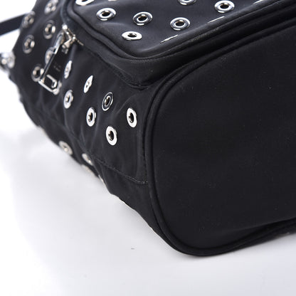 Prada Tessuto Nylon Saffiano Grommets Mini Bucket Crossbody Bag Black 7 of 8