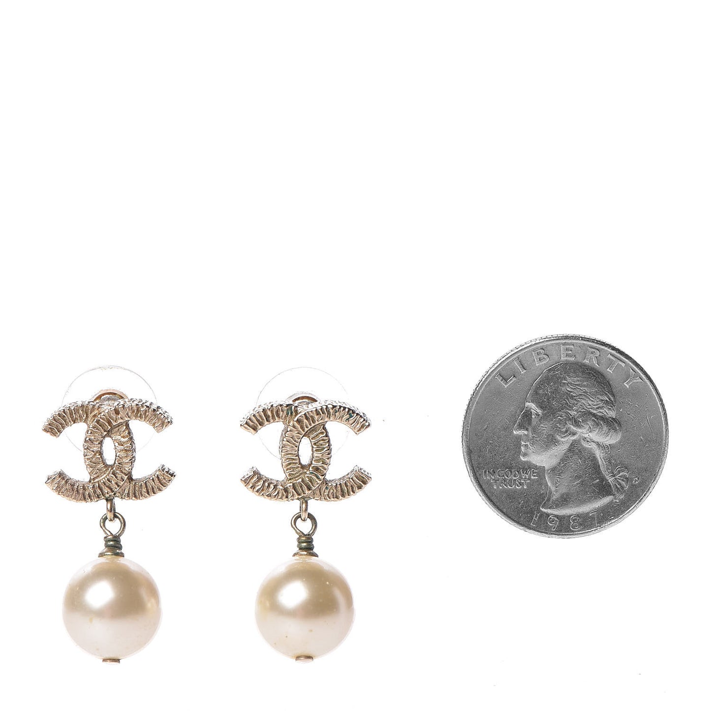 Pearl CC Drop Earrings Gold
