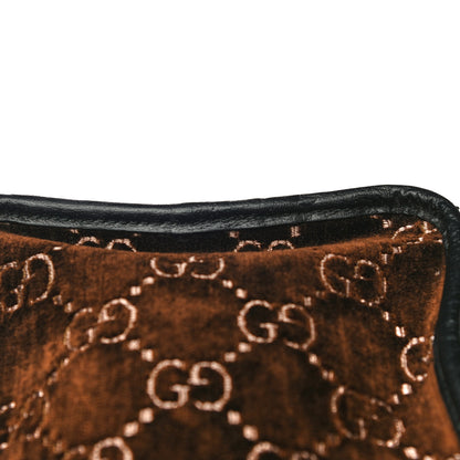 Gucci Velvet GG Monogram Textured Calfskin Web Medium Duffle Bag Brown Black 16 of 19