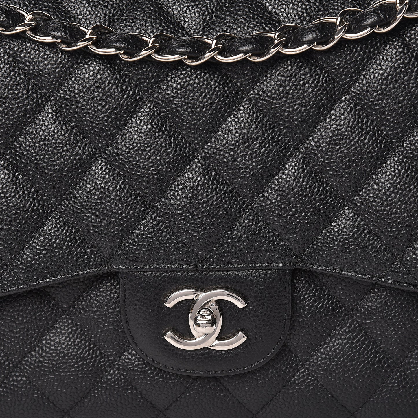 Caviar Quilted Jumbo Double Flap Black