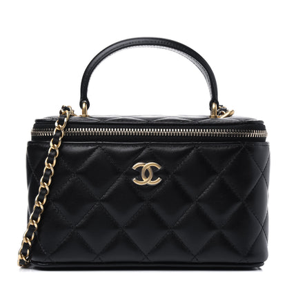 Chanel Lambskin Quilted Small Top Handle Vanity Case With Chain Black 1 of 3
