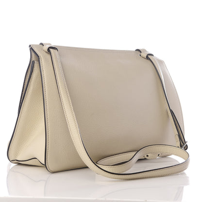 Gucci Pebbled Calfskin Medium Bamboo Daily Flap Shoulder Bag Mystic White 2 of 8