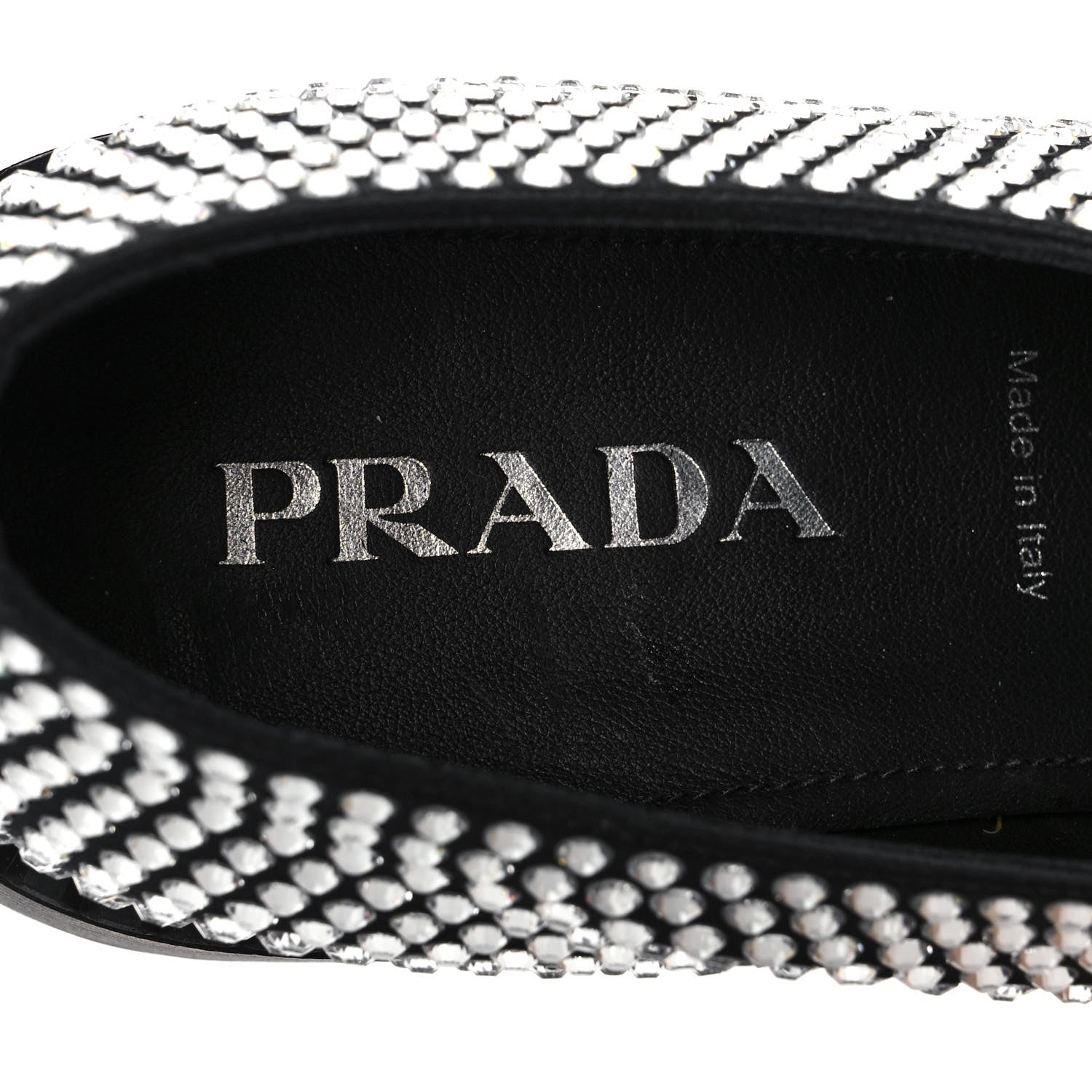 Prada Satin Crystal Metal Triangle Logo Mens Loafers 8 Crystal 8 of 9