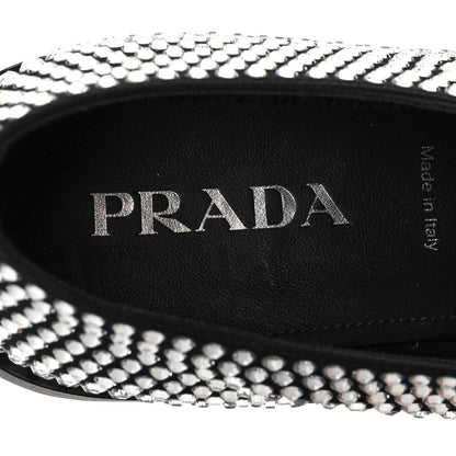 Prada Satin Crystal Metal Triangle Logo Mens Loafers 8 Crystal 8 of 9