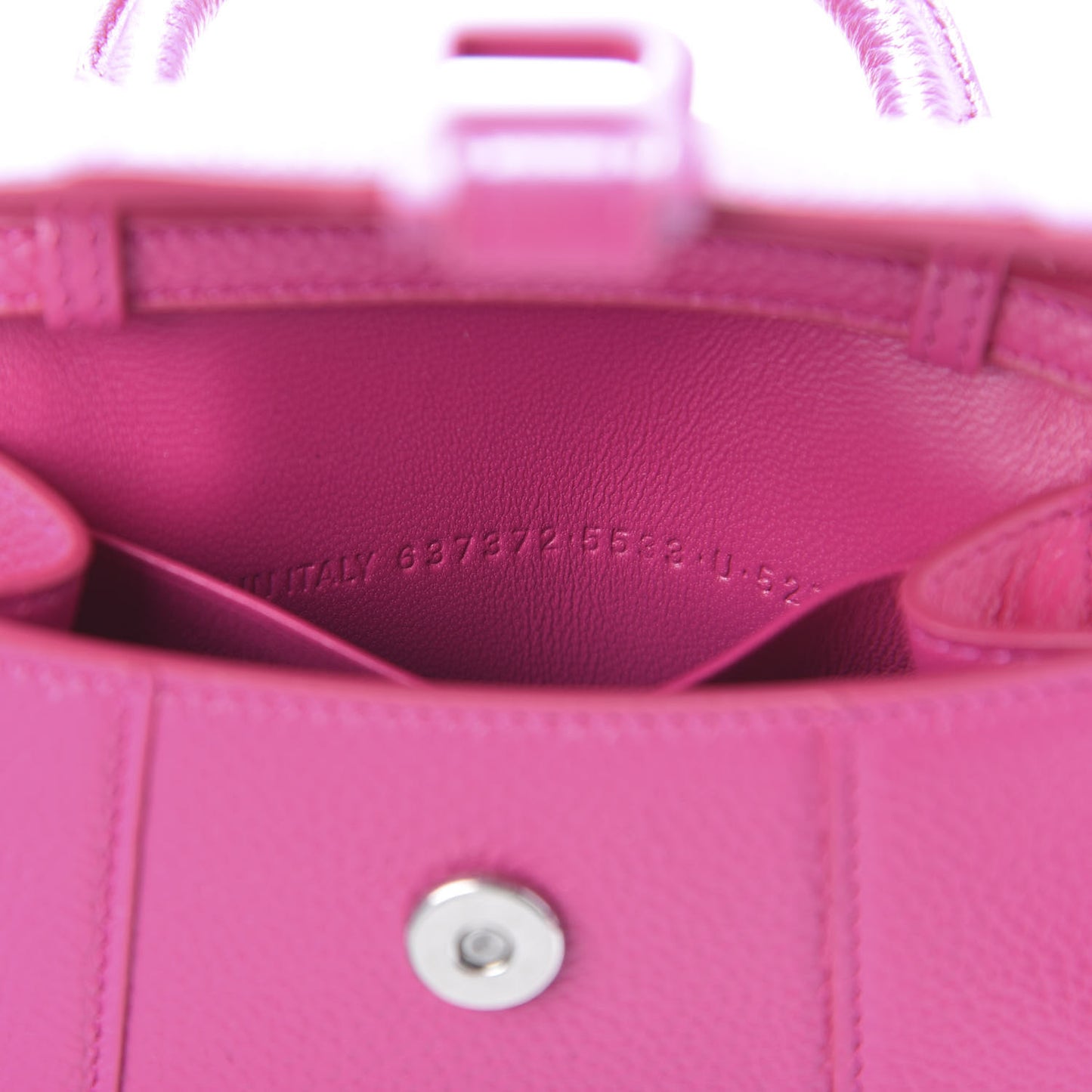 Grained Calfskin Tonal B Hourglass Top Handle Bag Mini Fuchsia