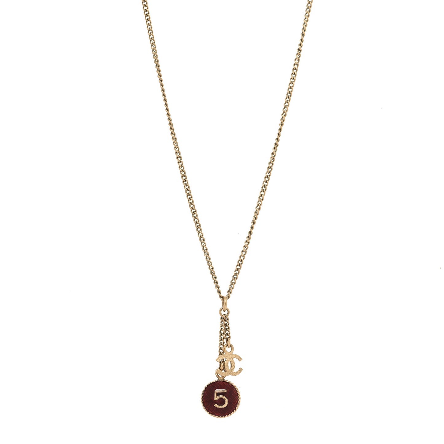 Chain No 5 CC Necklace Red Gold