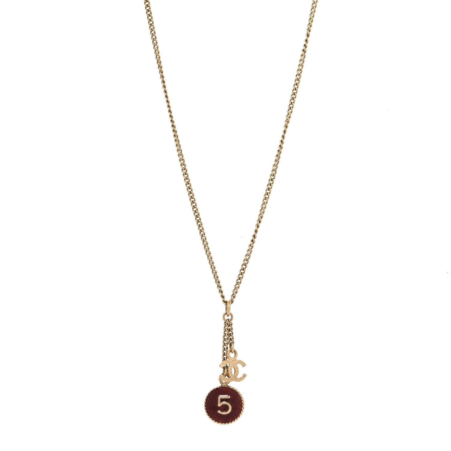 Chanel Chain No 5 CC Necklace Red Gold 1 of 4