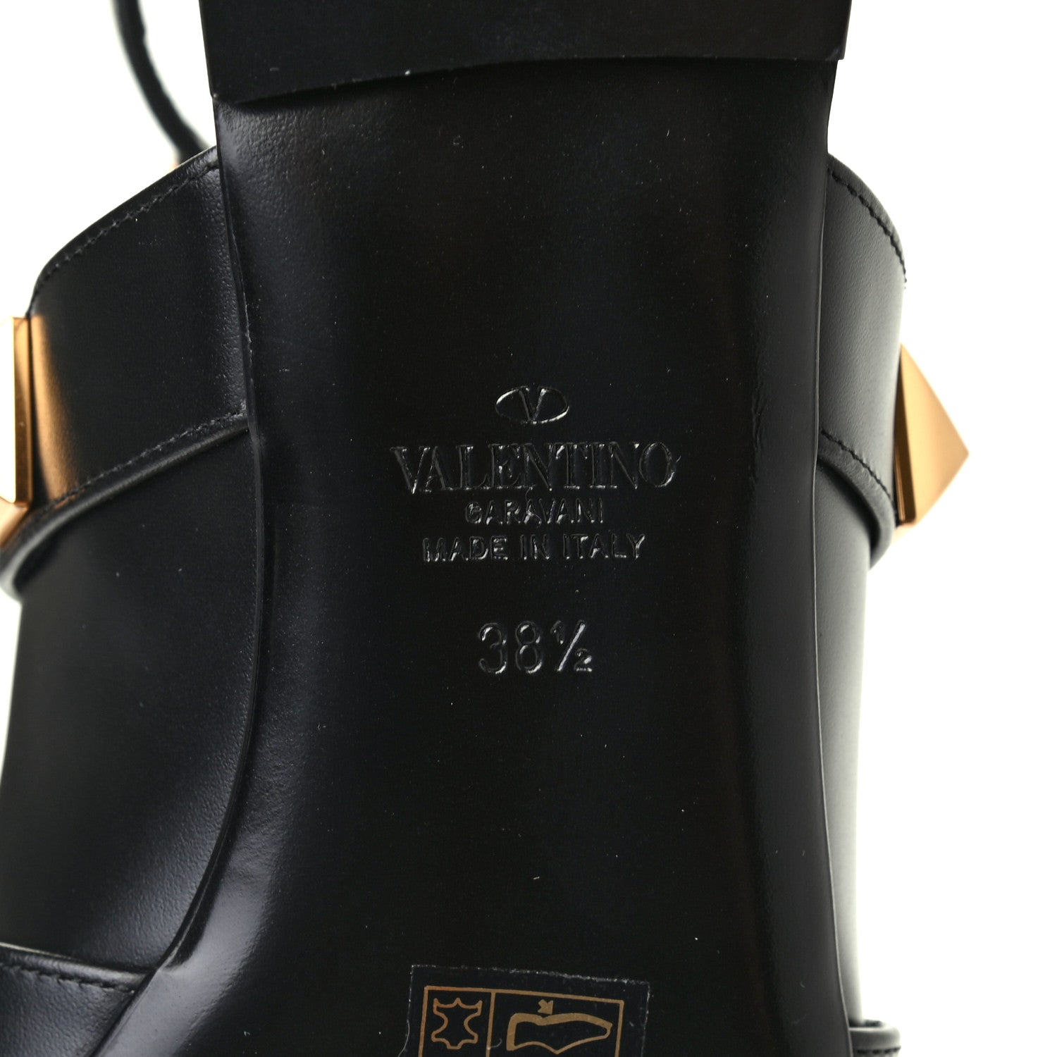 Valentino Garavani Calfskin Roman Stud Ankle Strap Flat Mules 38.5 Black 6 of 7