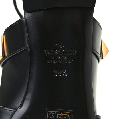 Valentino Garavani Calfskin Roman Stud Ankle Strap Flat Mules 38.5 Black 6 of 7
