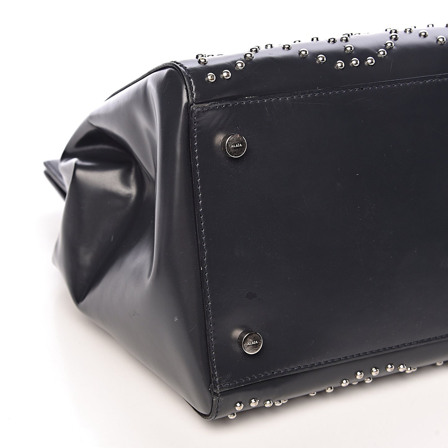 Calfskin Arabesque Studded Clous Tote Dark Grey