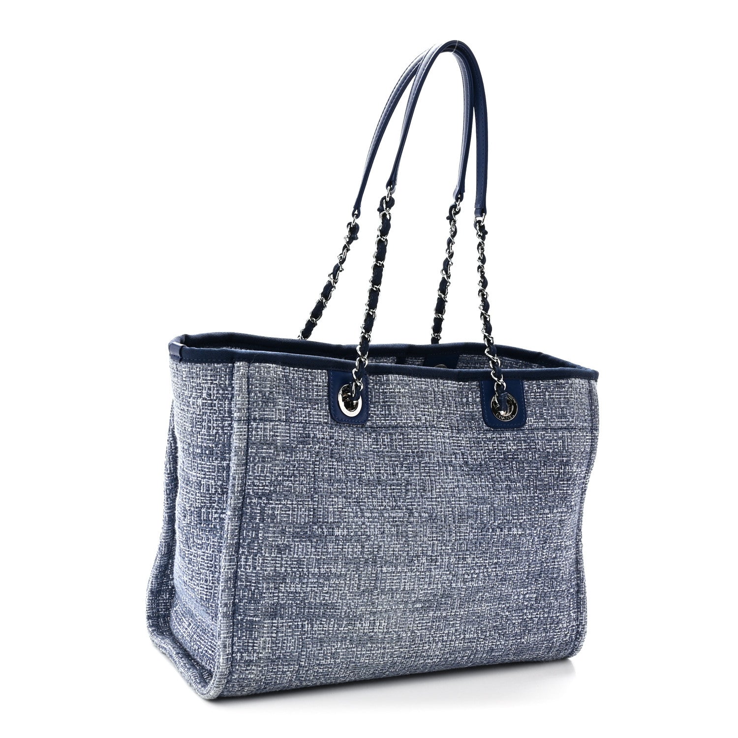 Chanel Woven Straw Raffia Small Deauville Tote Blue 1938701