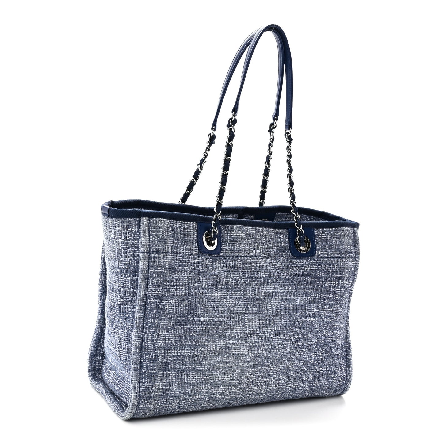 Woven Straw Raffia Small Deauville Tote Blue