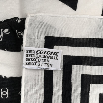 Chanel Cotton CC Logo Scarf White Black 2 of 3
